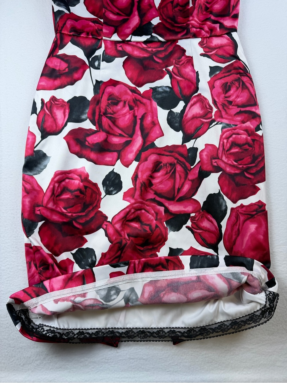 White House Black Market Red Rose Print Sheath Dress Size 6 Sleeveless Cocktail - Picture 4 of 12